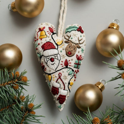 🛒Last Day 69% Off - 💖DIY Heart Shaped Hand Embroidered Christmas Ornament/Ornament Kit