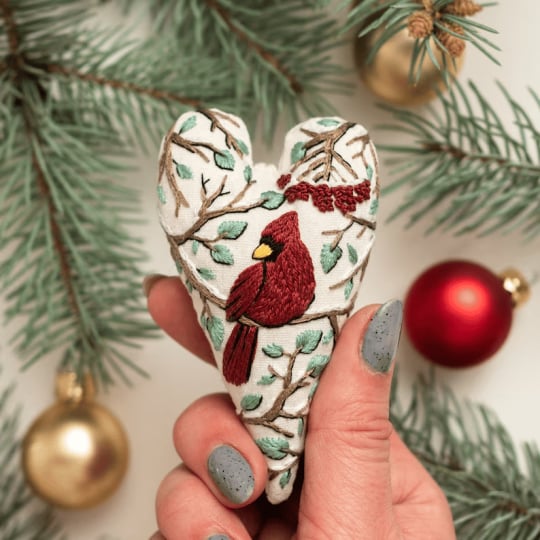 🛒Last Day 69% Off - 💖DIY Heart Shaped Hand Embroidered Christmas Ornament/Ornament Kit