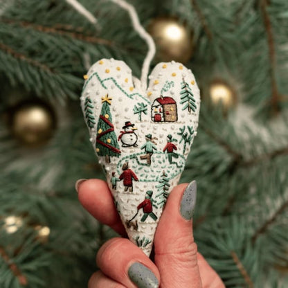 🛒Last Day 69% Off - 💖DIY Heart Shaped Hand Embroidered Christmas Ornament/Ornament Kit