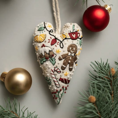 🛒Last Day 69% Off - 💖DIY Heart Shaped Hand Embroidered Christmas Ornament/Ornament Kit